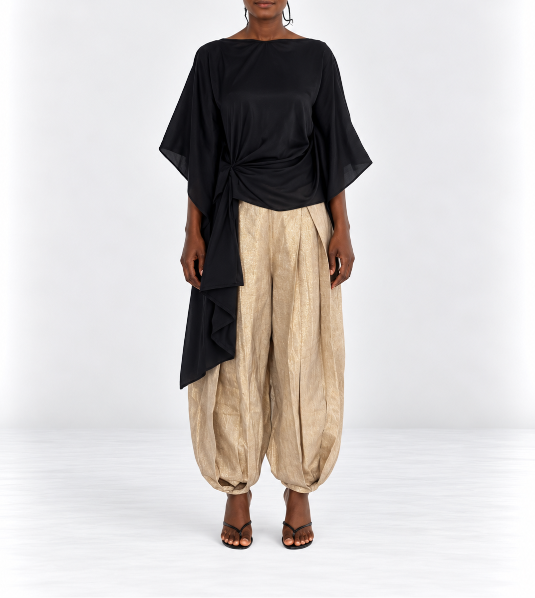 BUBBLE TROUSERS - GOLD LINEN
