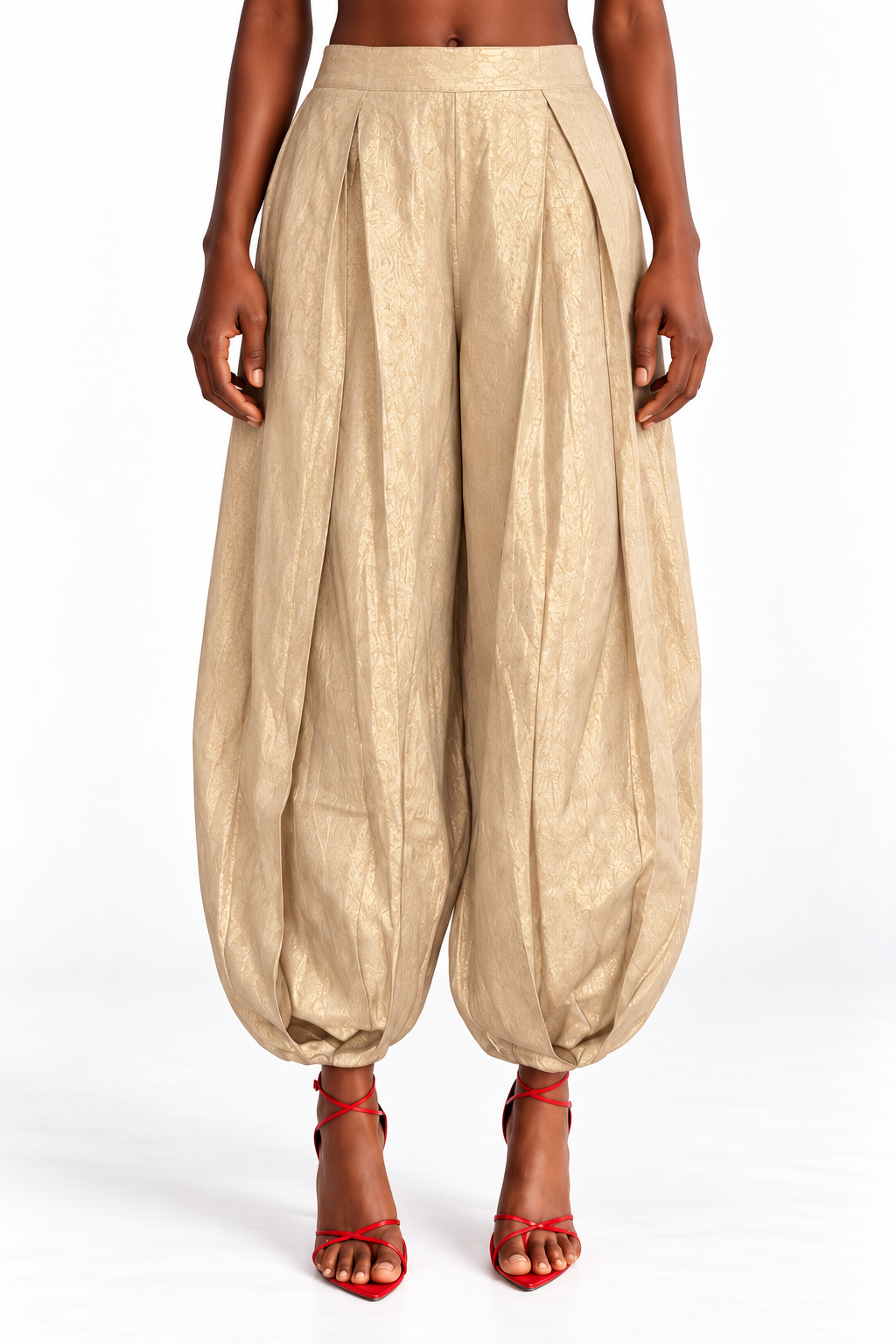 BUBBLE TROUSERS - GOLD LINEN