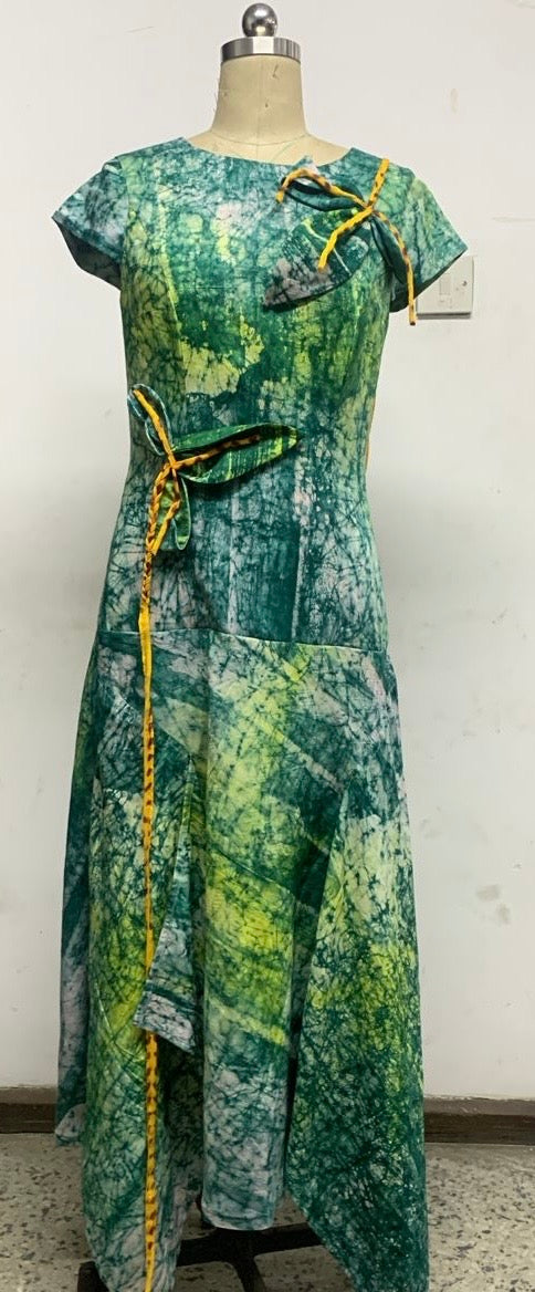 Simi dress (green Adire)