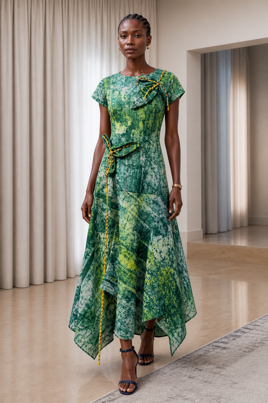 Simi dress (green Adire)